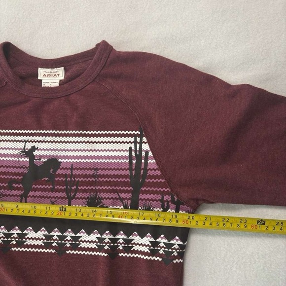 Ariat Desert Ride Sweatshirt Women's S Burgundy Crew Neck Pull Over Top Cowgirl - Picture 8 of 8